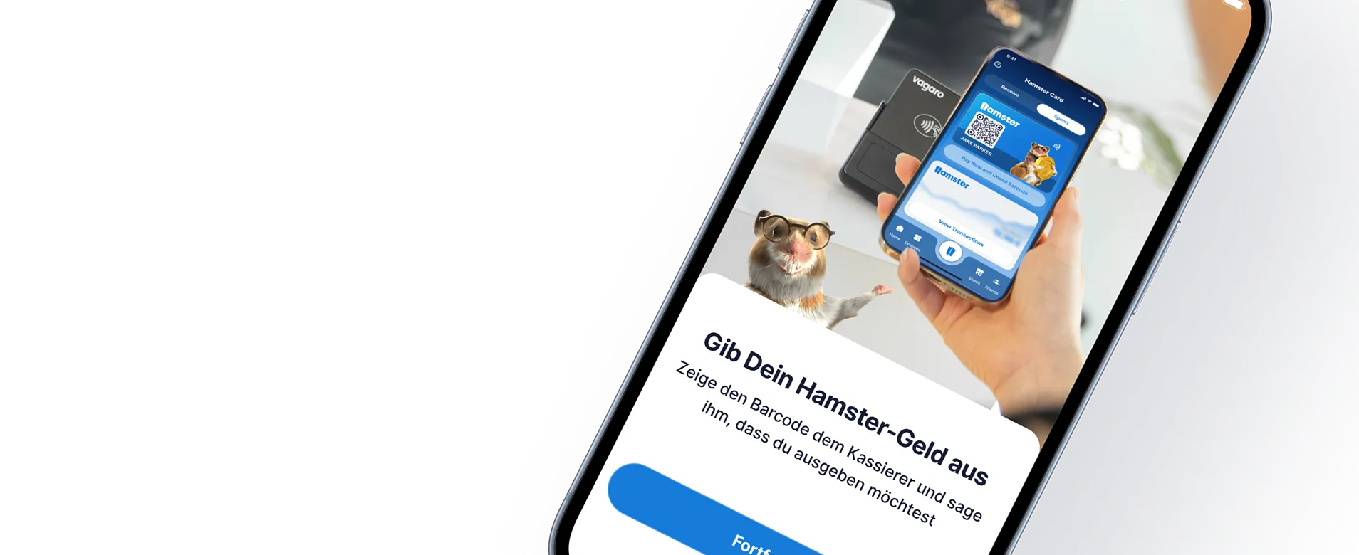 Im Geschäft mit Hamster bezahlen